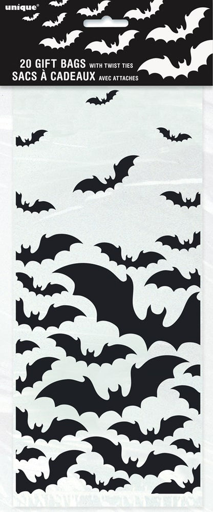 Black Bats Halloween Cellophane Bag 20ct