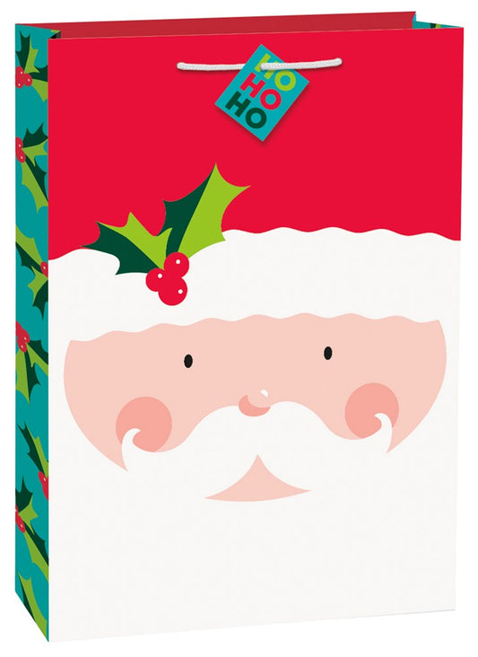 Holly Santa Giftbag Jumbo 13x18inches