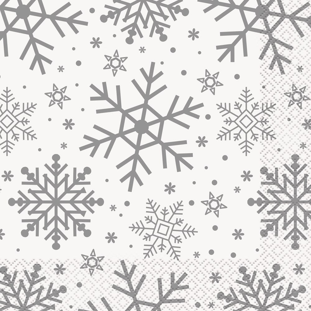 Christmas Silver Gold Snowflake Lunch Napkin 16ct