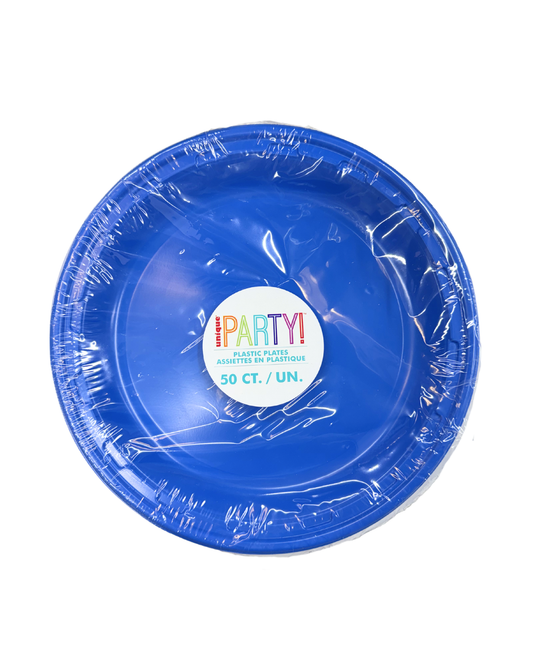 Royal Blue 10.25 inch Plastic Plates 50 ct - Toy World Inc