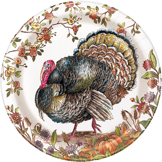 Thanksgiving Plaid Turkey 9 inch Paper Plates 8ct