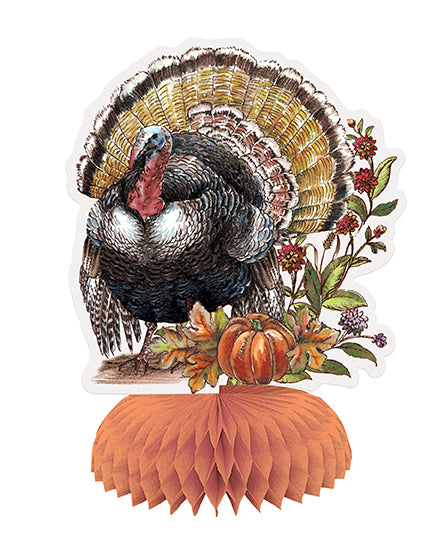 Thanksgiving Plaid Turkey Honeycomb Centerpiece Decorations 6 inch 4ct