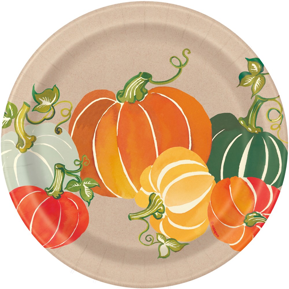 Colorful Pumpkins 7in Plate 8ct