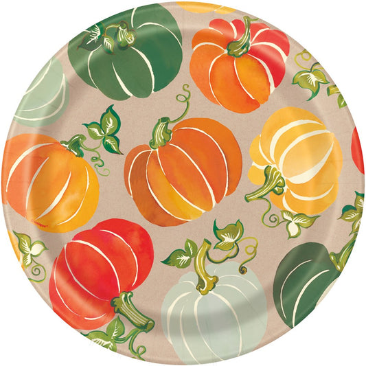 Colorful Pumpkins 9in Plate 8ct