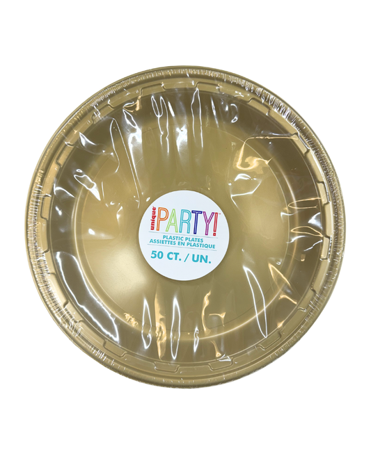 Gold 10.25 inch Plastic Plates 50 ct