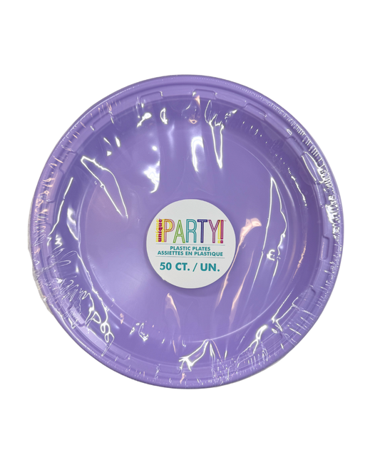Lavender 10.25 inch Plastic Plates 50 ct - Toy World Inc