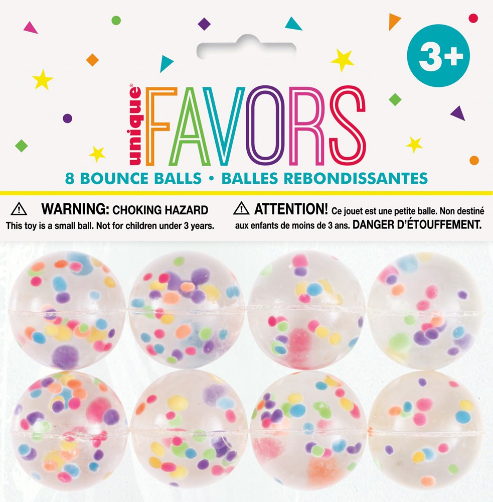 Confetti Filled Bounce Ball Favors, 8ct