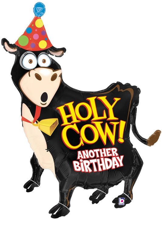 Betallic Holy Cow Birthday 38 inch Shaped Foil Balloon Packaged 1ct