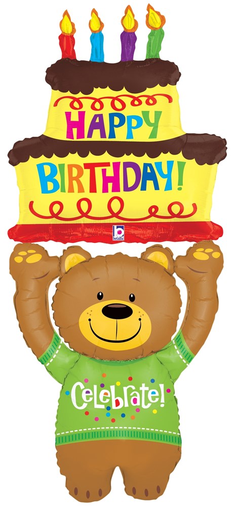 Betallic Special Delivery Birthday Bear 60 inch Shaped Foil Balloon (bottom air-filled) 1ct