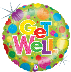 Betallic Lots A Dots Get Well 18 inch Holographic Balloon Packaged 1ct
