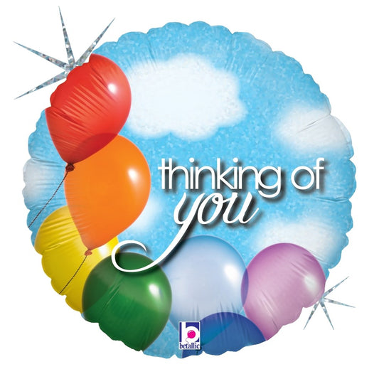 Betallic Thinking of You Balloons & Sky 18 inch Holographic Balloon Packaged 1ct