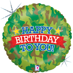 Betallic Camo Birthday 18 inch Holographic Balloon Packaged 1ct