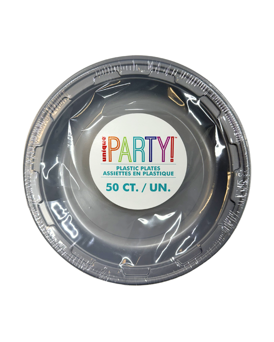 Silver 7 inch Plastic Plates 50 ct - Toy World Inc