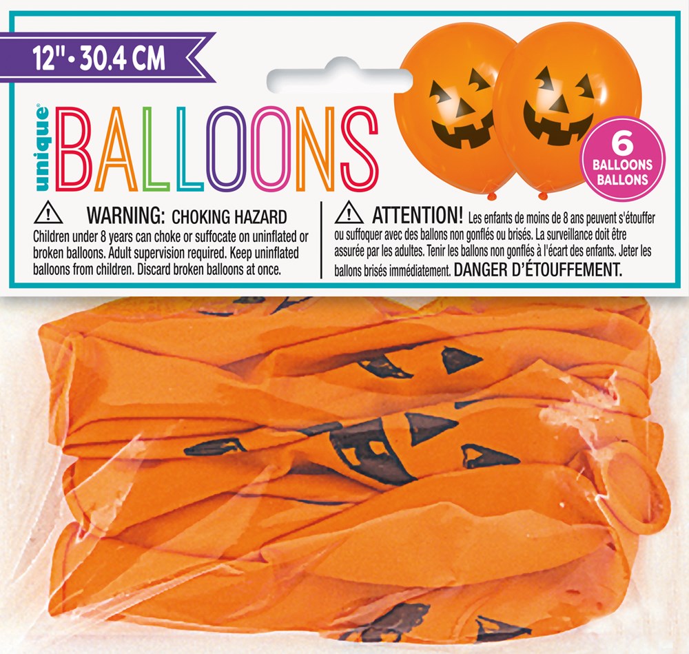 Pumpkin Print Balloons 12in 6ct