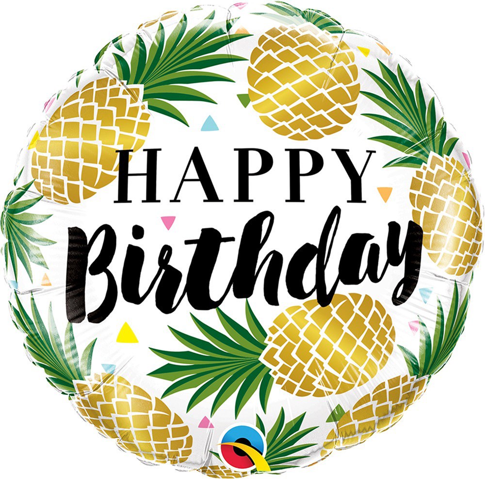 Golden Pineapple Bday Balloon 18in