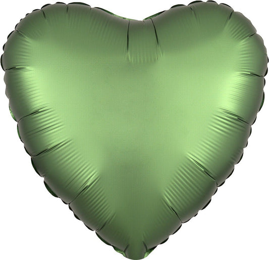 Globo de aluminio Luxe Emerald Satin Heart de 17 pulgadas PLANO