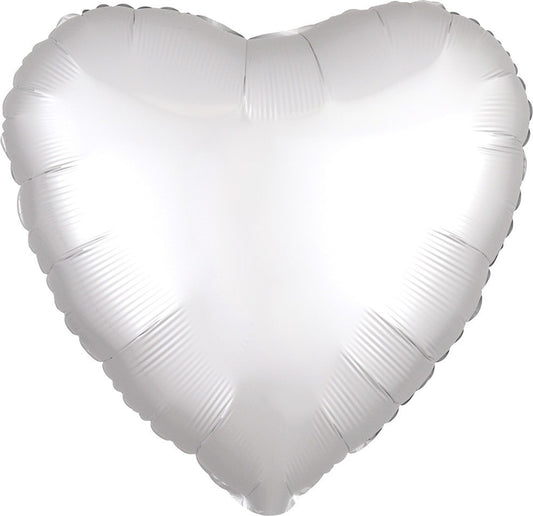 Luxe White Satin Heart 17in Foil Balloon FLAT