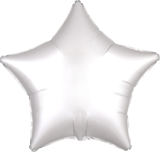 Luxe White Satin Star 19in Foil Balloon FLAT