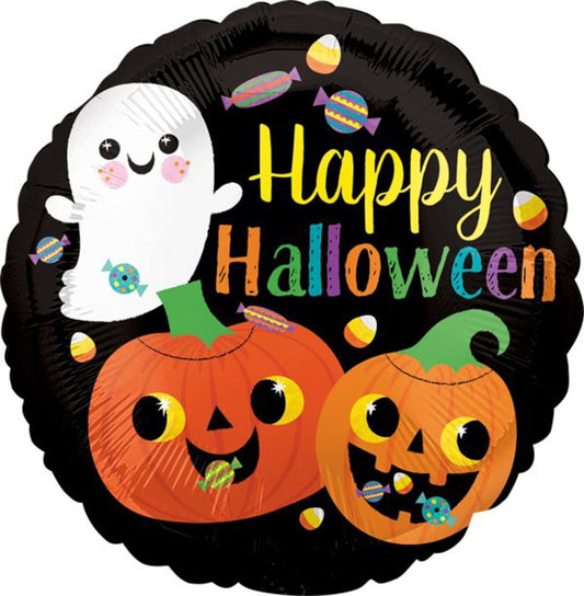 Happy Ghost/Pumpkins 17in Foil Balloon