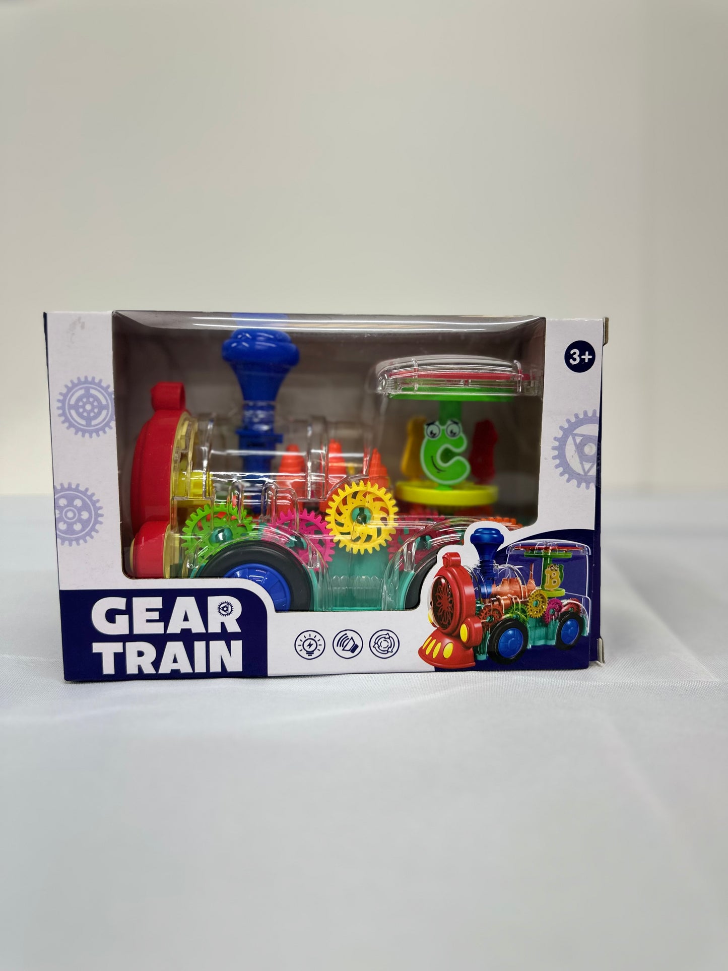 Tren intermitente transparente que funciona con pilas