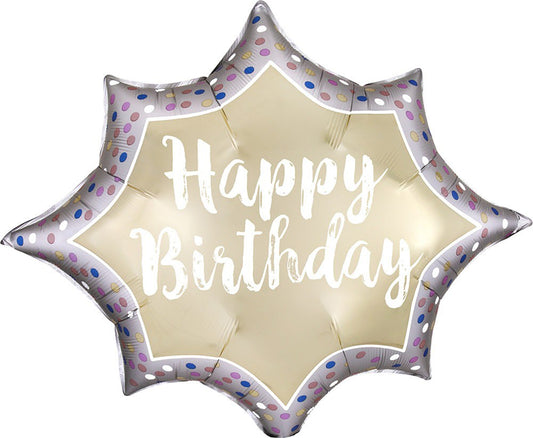 Anagram Mylar 35in Balloon Bday Satin Gold Burst