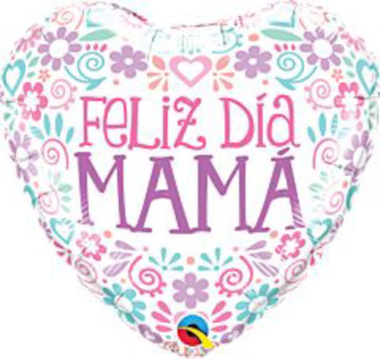 Qualatex Feliz Dia Mama Pastel Color 18in Foil Balloon FLAT