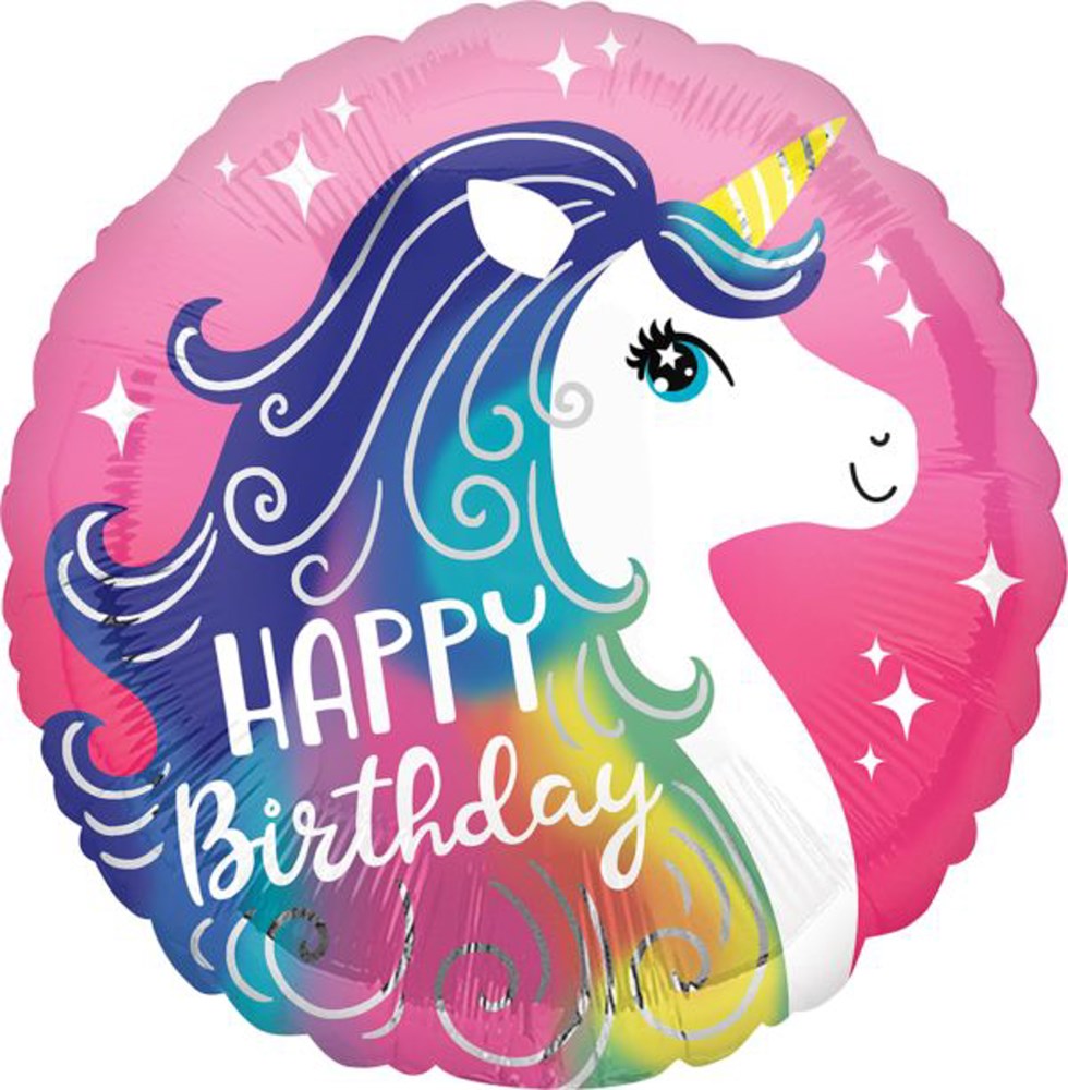 Anagram Pink Unicorn Happy Bday 17in Foil Balloon