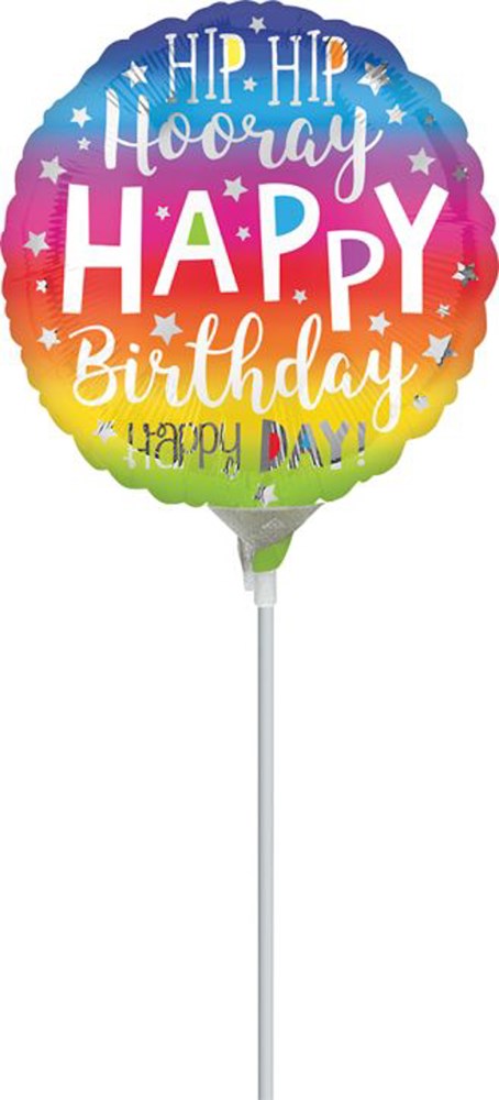 Hip Hip Hooray Bday 9in Mini Foil Balloon FLAT