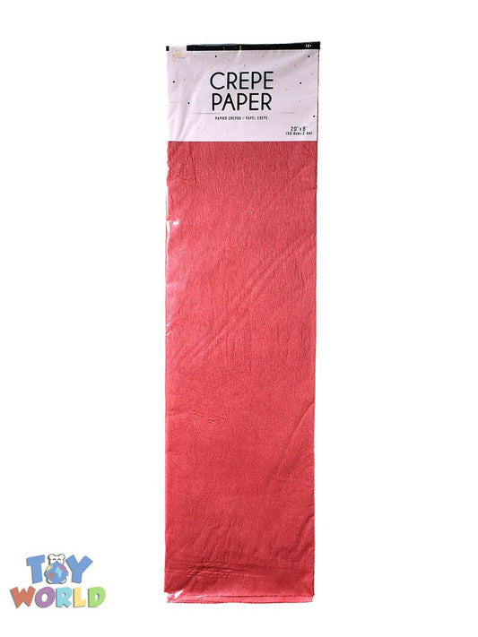 Long rectangular pack of flame red crepe paper with a white label at the top.