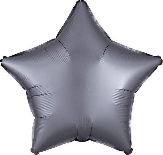 Luxe Graphite Satin Star 19in Foil Balloon FLAT