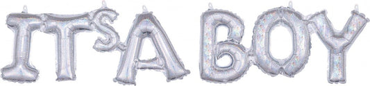 Anagram Balloon Its a Boy Block Phrase 42x9 Silver