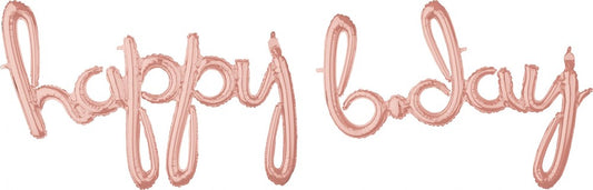 Anagram Balloon Happy Birthday Script 76x27 Rose Gold