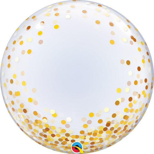 Gold Confetti Dot Bubble 24 Balloon