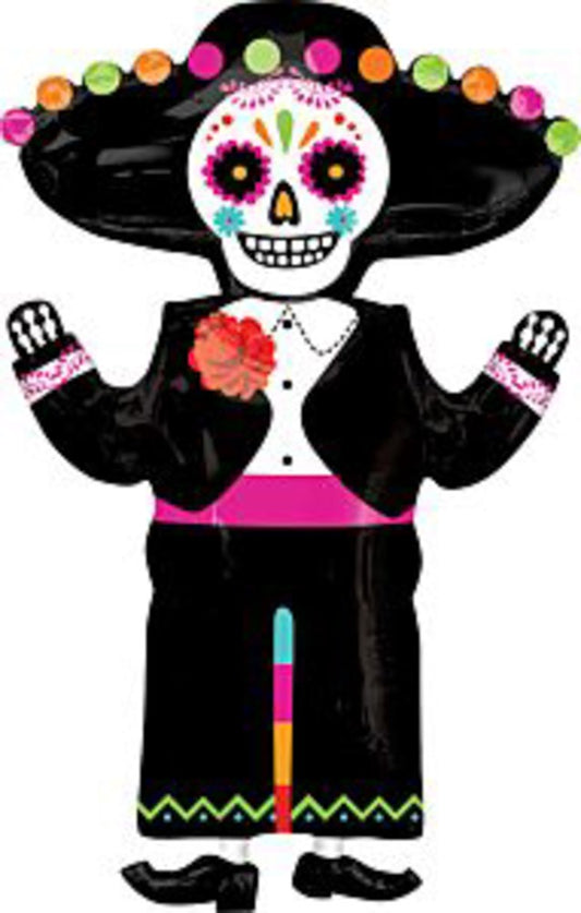 Dia De Los Muertos Skeleton 34in Foil Balloon