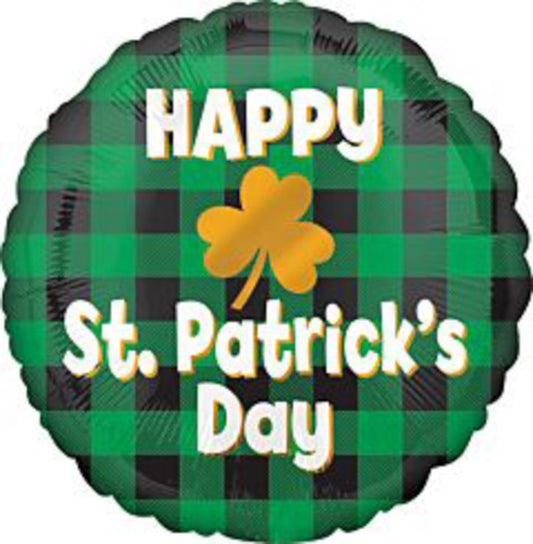 Anagram St. Patrick's Day Plaid 17in Foil Balloon