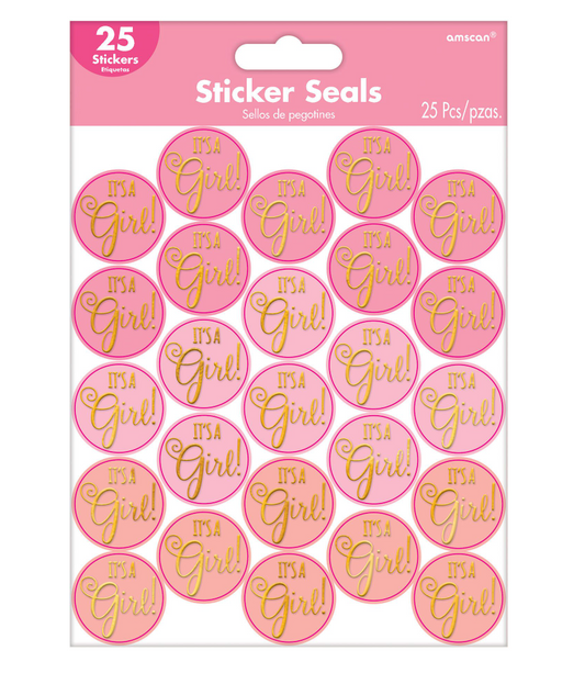 Baby Shower Sticker Seals for Girl 25ct