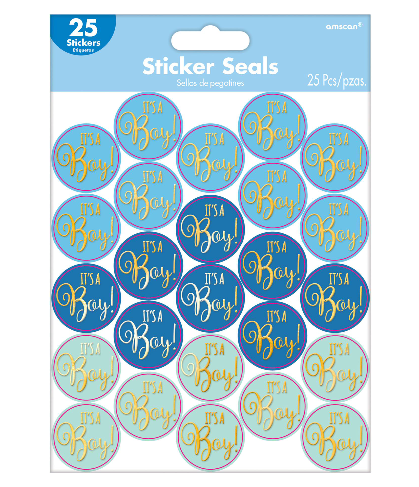Baby Shower Sticker Seals for Boy 25ct