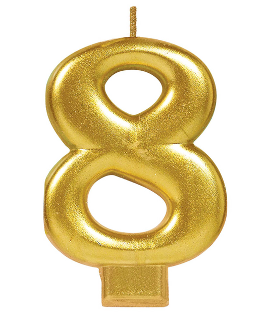 Metallic Gold Number 8 Candle