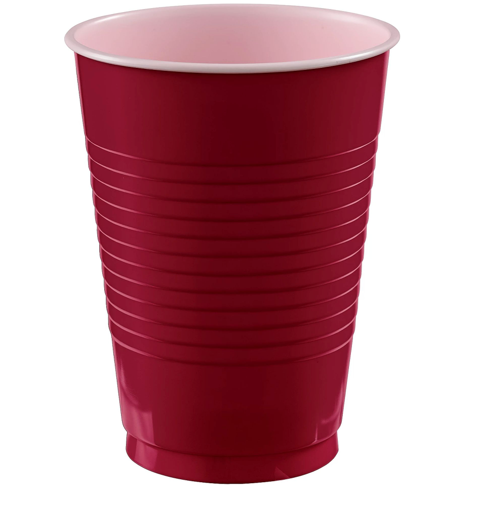 Maroon 18 oz Plastic Cups 50ct