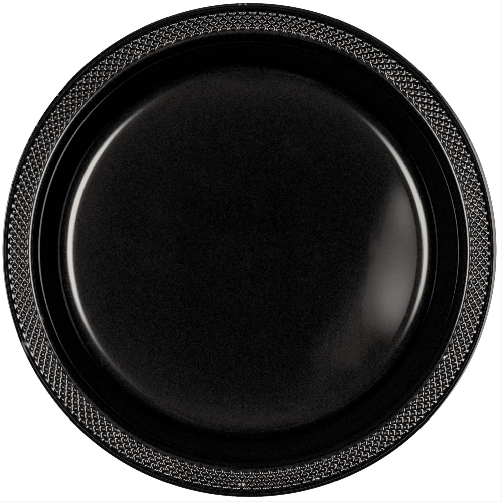 Jet Black 7 inch Plastic Plates 20ct