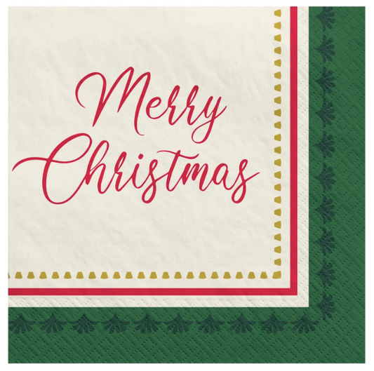Christmas Elegant Evergreen Beverage Napkin16ct