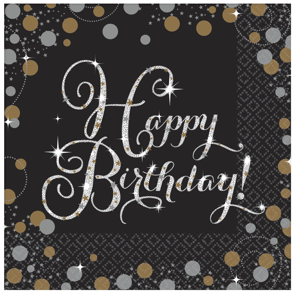 Sparkling Celebration Happy Birthday Beverage Napkins 16ct
