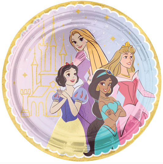Disney Princess Metallic 7 inch Round Plates 8ct