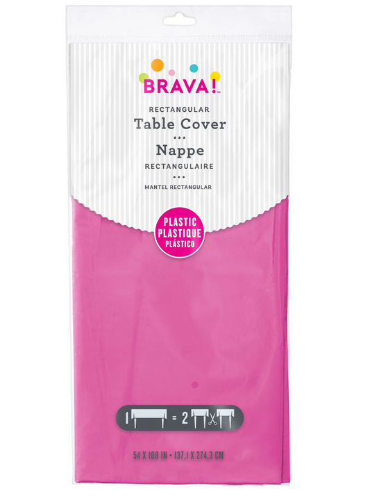 Plastic Table Cover Bright Pink 54 inch x 108 inch 1ct