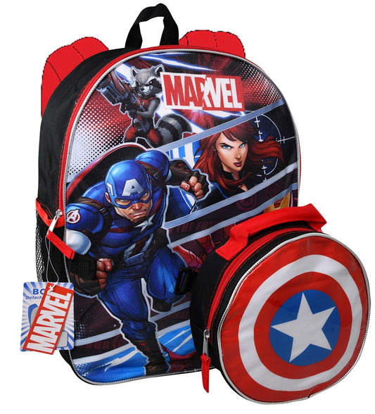 Avengers 16in Backpack With Shaped Lunch Bag 12x5x16