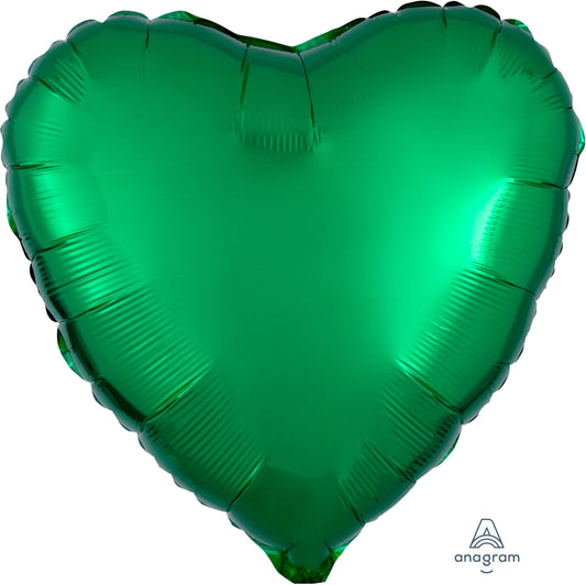 Anagram Metallic Green Heart Shape 17 inch Foil Balloon 1ct
