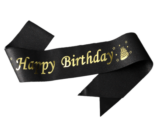 Black Happy Birthday Sash