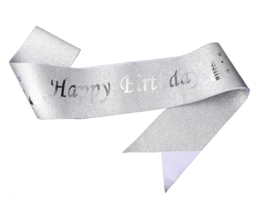 Silver Happy Birthday Sash