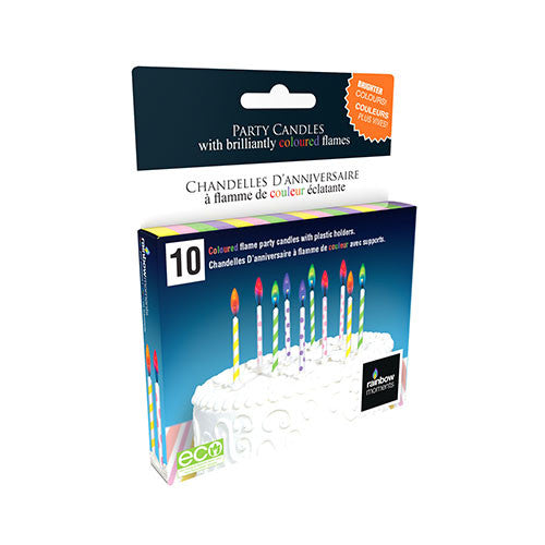 Printed Color Flame Candles Pastel Dots and Stripes 10ct