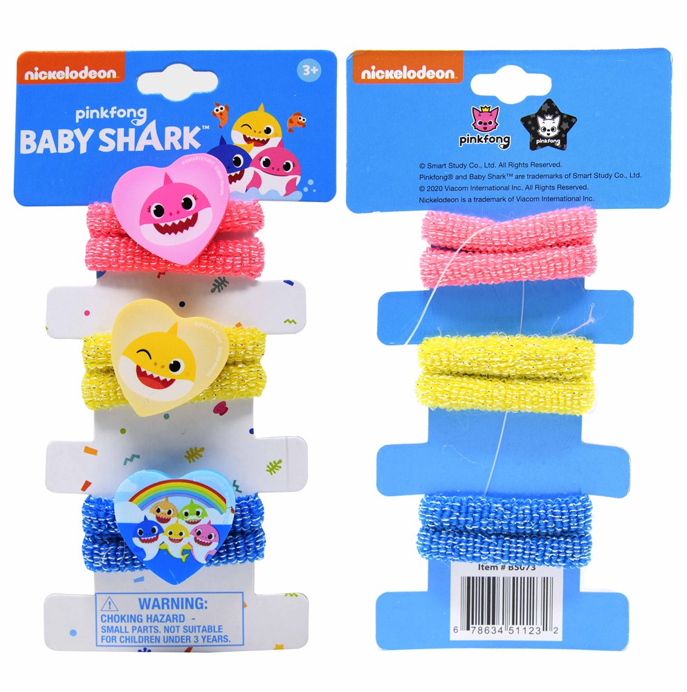 Baby Shark Terry Ponis Paquete de 6 en cartón con 3 motivos 3x.50x5.75